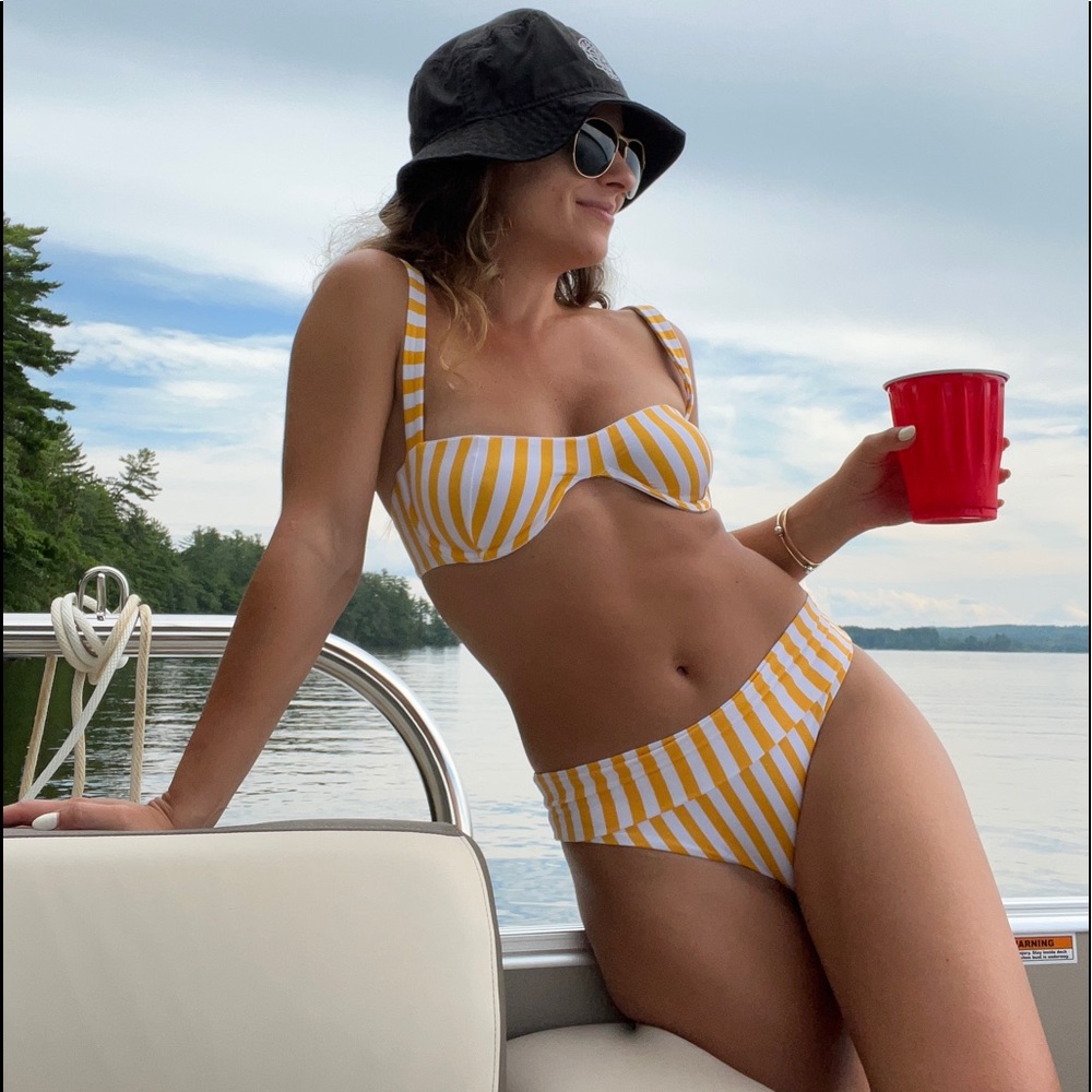 Onia Cabana Stripe 827 Citrus Sorrent Bikini (used)